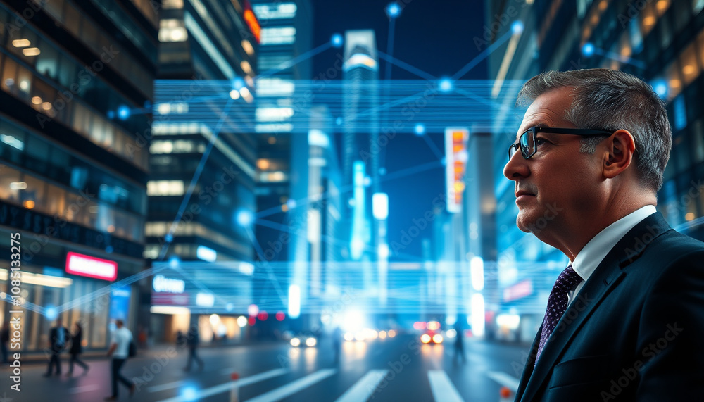 A confident businessman striding through the bustling city, ready to conquer the business world A confident businessman striding through the bustling city, ready to conquer the business world