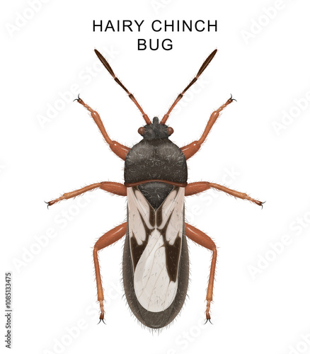 Illustration of a hairy Chinch bug

