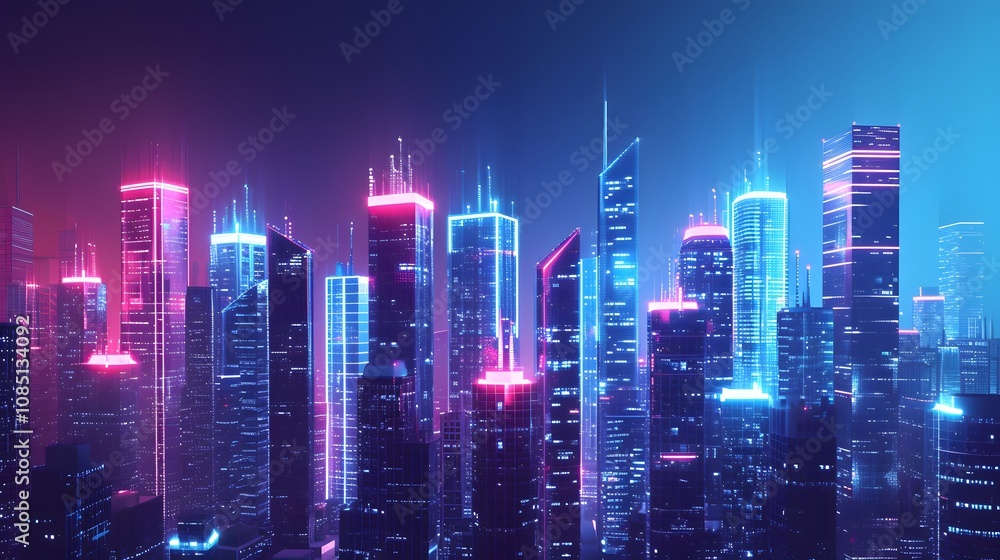 Artistic representation of illuminated sci-fi cityscapes Artistic representation of illuminated sci-fi cityscapes