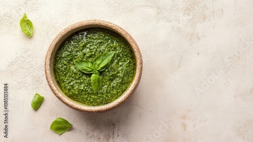 Nutritious baby food in a small bowl on a neutral background