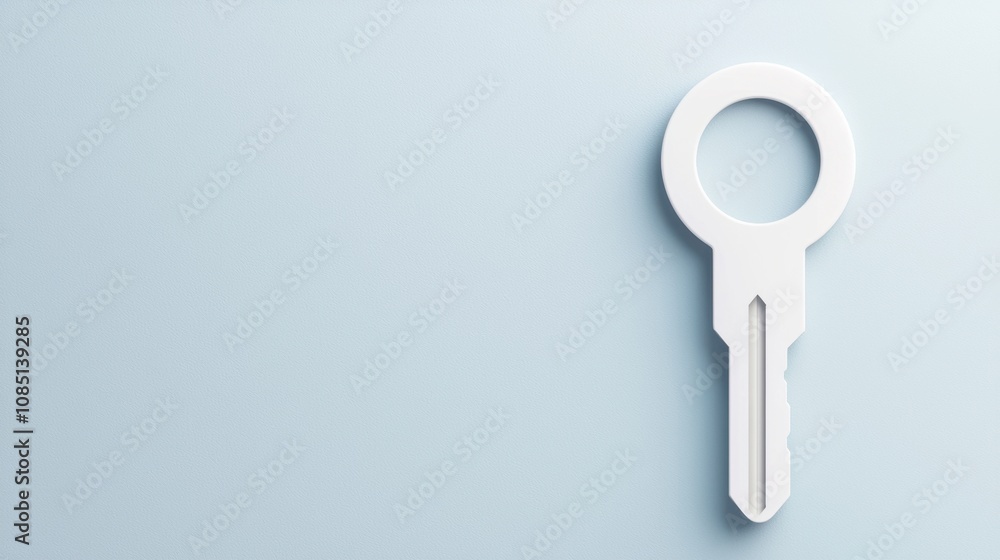 Unlocking potential white key on soft wall background Unlocking potential white key on soft wall background