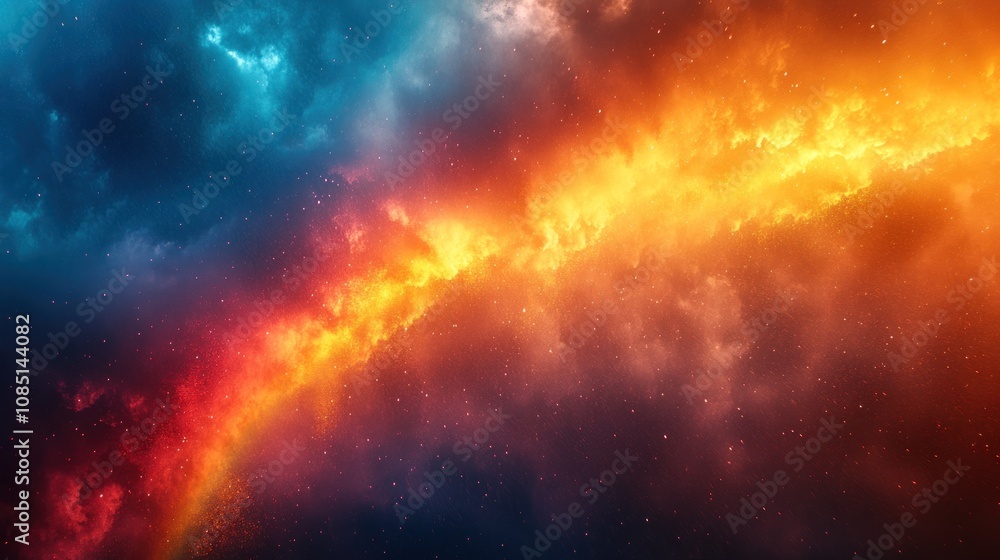 Fototapeta premium Cosmic Nebula Fiery and icy clouds clash.
