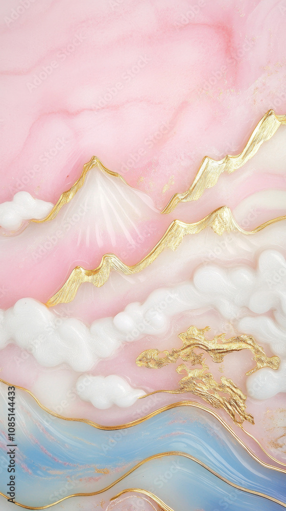 Elegant Jade and Gold Mountain Carving Design Elegant Jade and Gold Mountain Carving Design