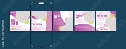 Carousel Post Template set, Editable social media posts banner set,corporate business marketing promotional carousel banner for motivational, quotes, blog text template design