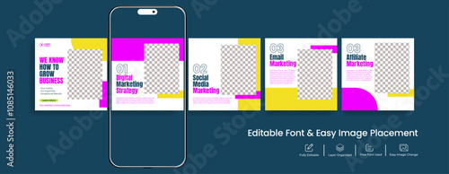 Carousel Post Template set, Editable social media posts banner set,corporate business marketing promotional carousel banner for motivational, quotes, blog text template design