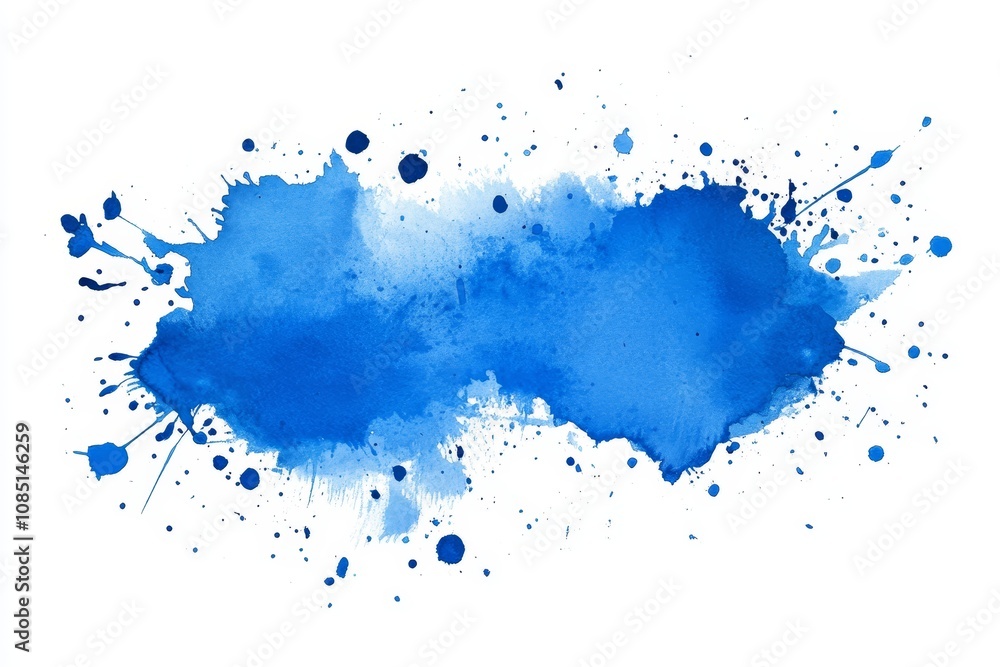 Obraz premium Abstract Blue Ink Splash on White - Vibrant blue ink splash, dynamic, artistic, expressive, textured. Perfect for design backgrounds.