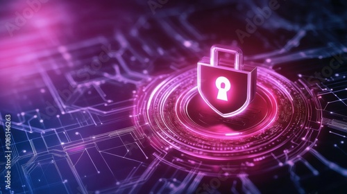 Digital security lock cyber space graphic design virtual environment close-up view protection concept
