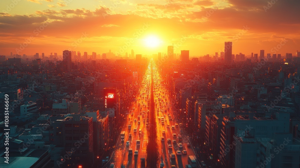 Sunset over city highway. Sunset over city highway.