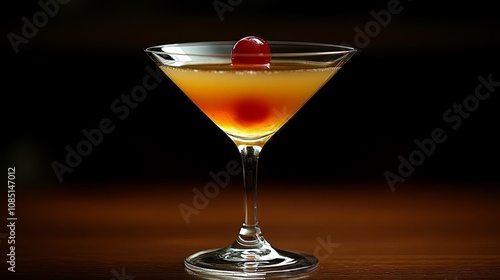 Refreshing cocktail garnished with a cherry in a stylish glass