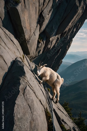 geometric mountain goat hyper realistic photo