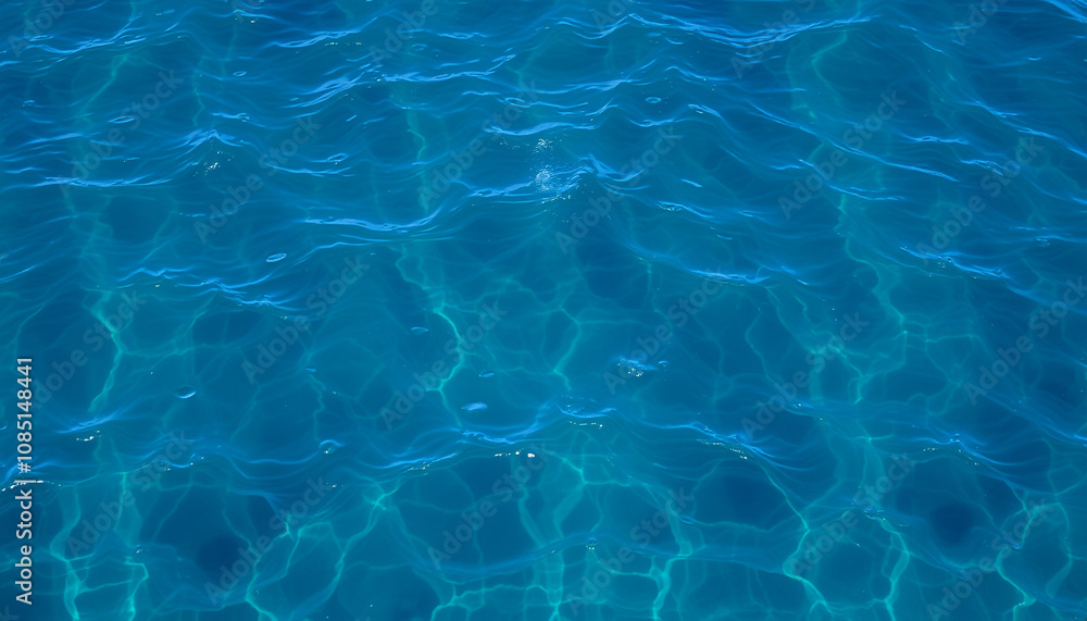 Crystal-clear turquoise water ripples gently across the sun-drenched pool's surface Crystal-clear turquoise water ripples gently across the sun-drenched pool's surface