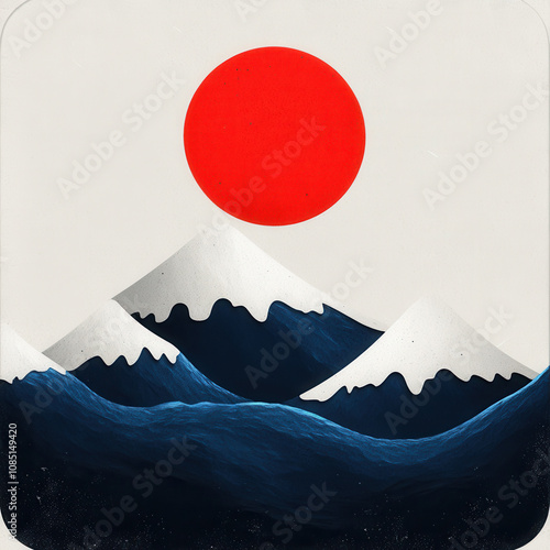 Vibrant App Icon with Mountains and Sun Design