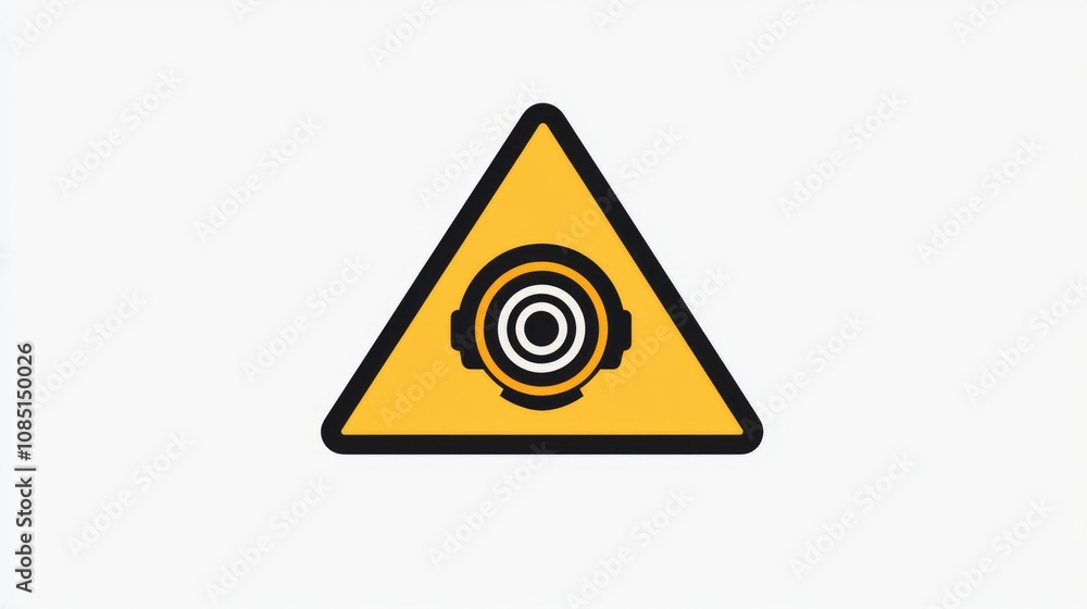 Warning Sign With Eye and Headphones Icon Warning Sign With Eye and Headphones Icon
