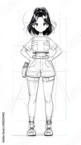 How to Draw a Female Anime Character Torso Sketch