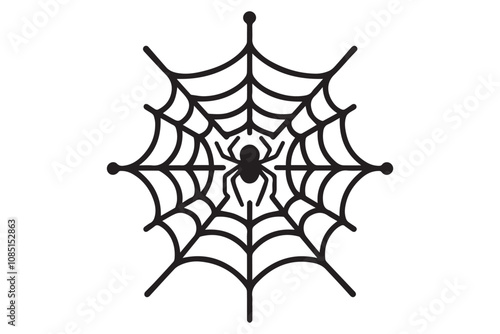 Spider web vector silhouette isolated in white background