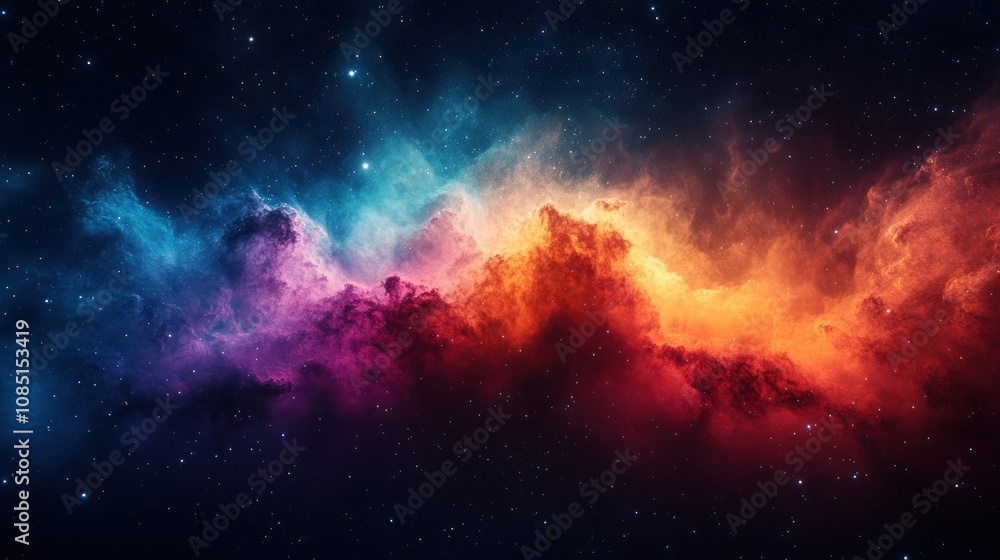 Fototapeta premium Cosmic Nebula Vibrant Red, Blue, and Purple Gas Clouds in Space.