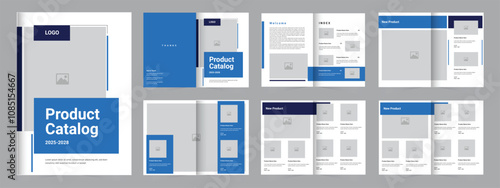 Product catalogue design template, blue color modern Company product catalog design template layout