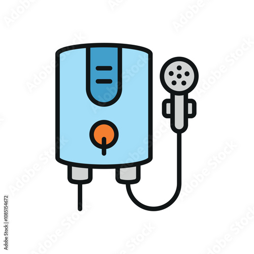 Water heater icon features clean lines and elegance, enhancing any digital concept.