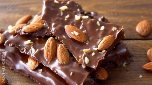 chocolate bar containing almonds inside