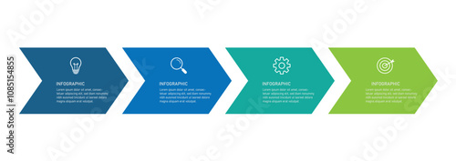 4 process infographic arrows design template. Planning, Marketing, Strategy and Business presentation. Vector illustration