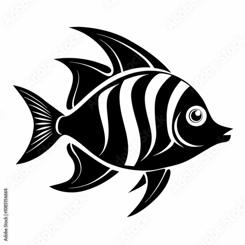 Tropical fish silhouette vector illustration on white background