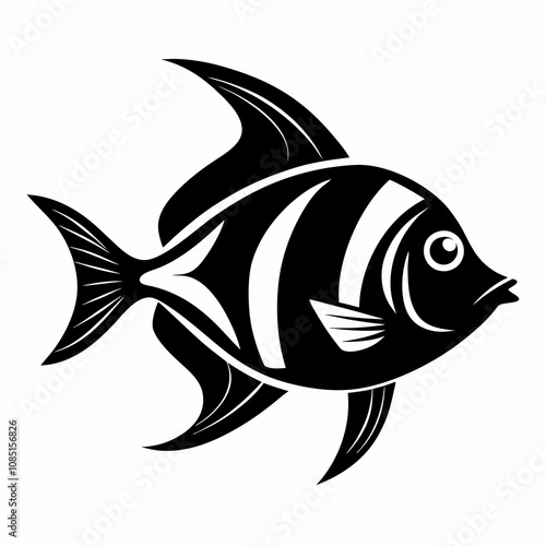 Tropical fish silhouette vector illustration on white background