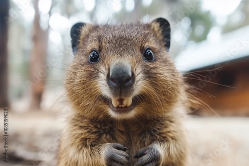 Cheerful Quokka Posing in the Wild: A Joyful Encounter