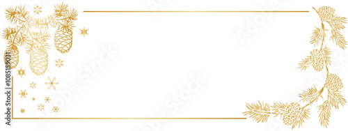 Spruce branches and cones is golden gradient