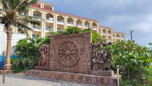 Puri, Odisha India - Oct 30 2024: Hotel golden Palace near - Golden Beach - Blue flag beach in Puri, Odisha.