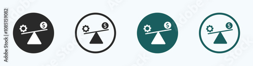 Leverage vector icon concepts. Work and money leverage vector signs set