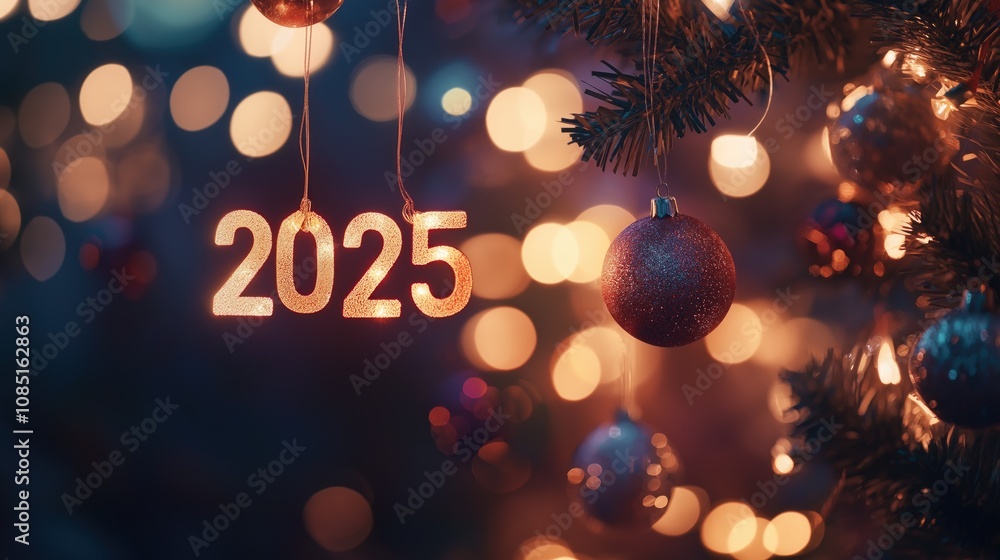 Festive Happy New Year background, 2025 Numbers 