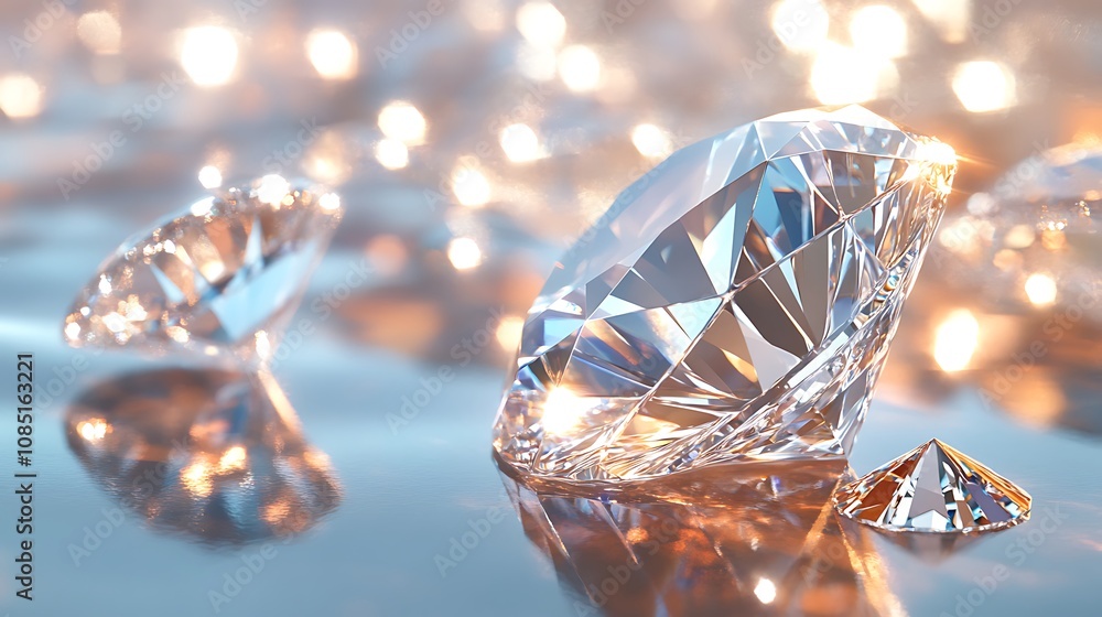 Glimmering Diamond on Elegant Background Highlighting Luxury Stone Image Glimmering Diamond on Elegant Background Highlighting Luxury Stone Image