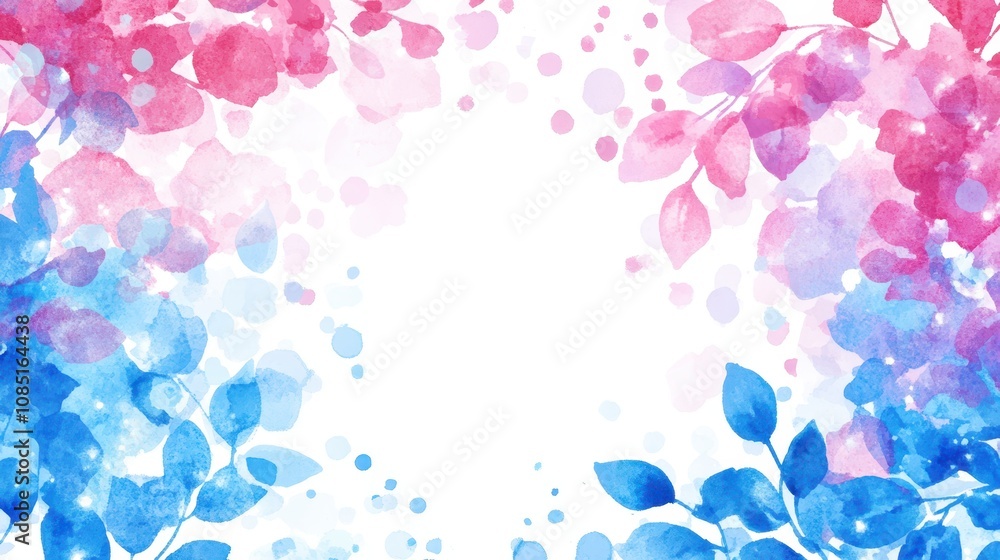 Watercolor flowers and greenery frame on a white background. Concept: gender reveal, minimalist design, pastel elegance. Watercolor flowers and greenery frame on a white background. Concept: gender reveal, minimalist design, pastel elegance.