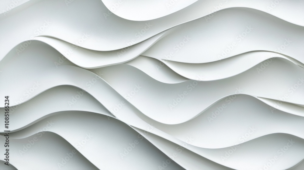 Obraz premium The image is a white background with a series of white lines that resemble waves