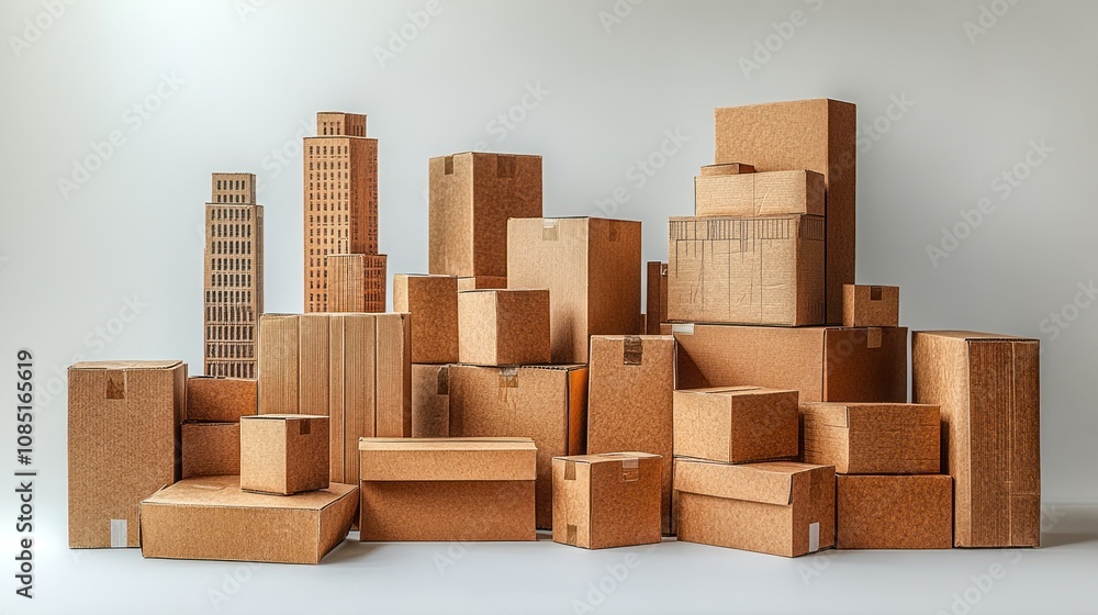 Cityscape Made of Cardboard Boxes Cityscape Made of Cardboard Boxes