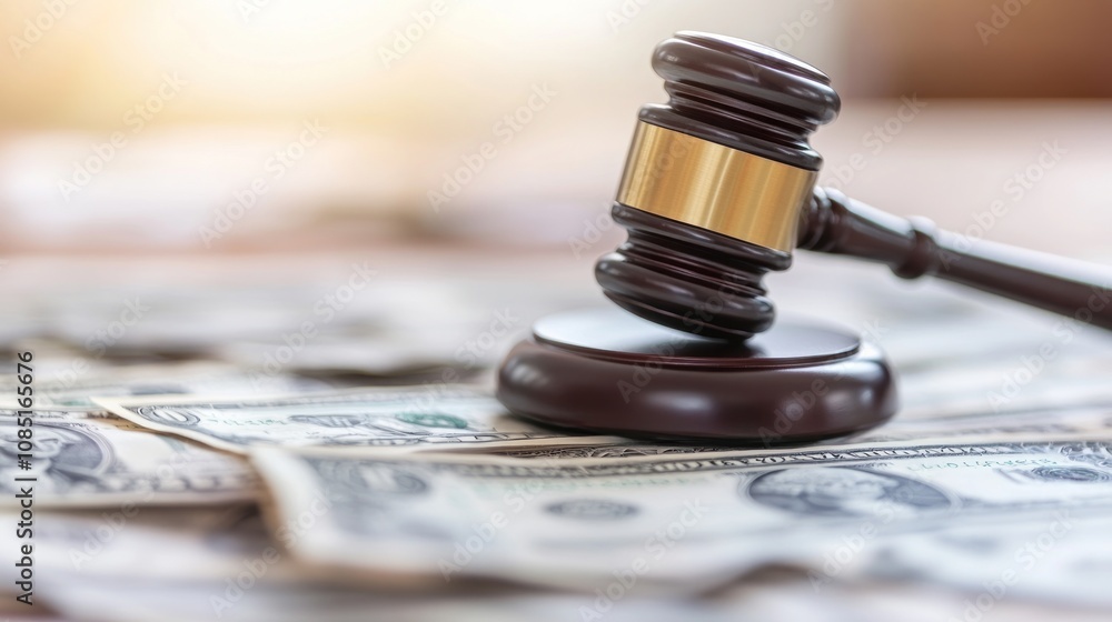 Judge gavel on American money background. Fraud tax fines. Concept of law, judgment and justice. Judge gavel on American money background. Fraud tax fines. Concept of law, judgment and justice.