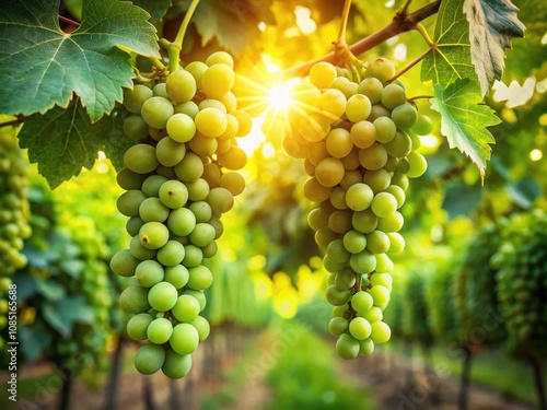 Wallpaper Mural Candid Photography of Lush Green Grapes Hanging from a Vine, Capturing Nature's Beauty in a Vineyard Setting, Ideal for Fresh Produce and Organic Lifestyle Themes Torontodigital.ca