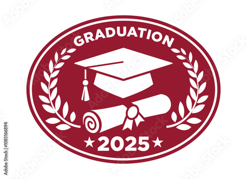 2025 class graduate. The concept of registration of congratulations for school graduates. Design for t-shirt, flyer, invitation, greeting card. Vector on transparent background