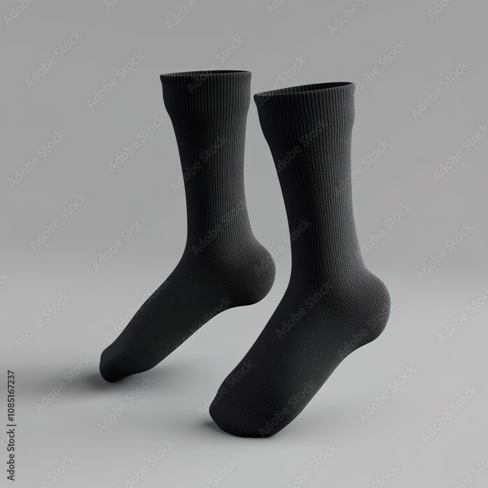 3D render of black socks on a grey background 3D render of black socks on a grey background