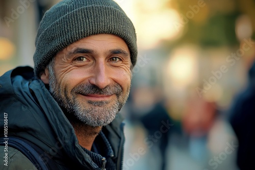 Smiling Man in Beanie: Capturing Joy in Everyday Moments