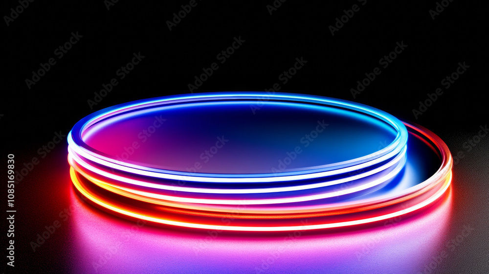 3D render abstract neon light empty circular podium stage arch technology virtual reality mockup background. cyberpunk futuristic fashion line and curve geometric colorful rainbow glow wallpaper 3D render abstract neon light empty circular podium stage arch technology virtual reality mockup background. cyberpunk futuristic fashion line and curve geometric colorful rainbow glow wallpaper