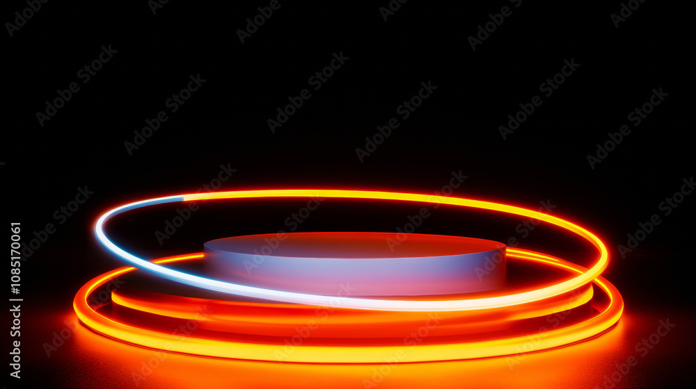 3D render abstract neon light empty circular podium stage arch technology virtual reality mockup background. cyberpunk futuristic fashion line and curve geometric colorful rainbow glow wallpaper 3D render abstract neon light empty circular podium stage arch technology virtual reality mockup background. cyberpunk futuristic fashion line and curve geometric colorful rainbow glow wallpaper