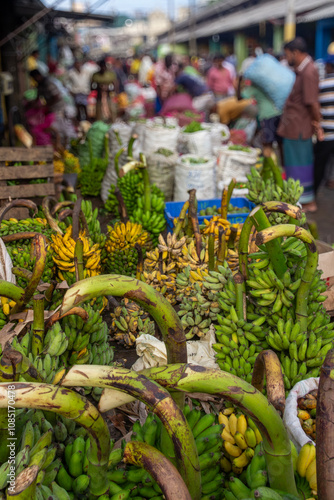 Bananas with a blurred background on Manning Market, Pettah District, Colombo, Sri Lanka photo