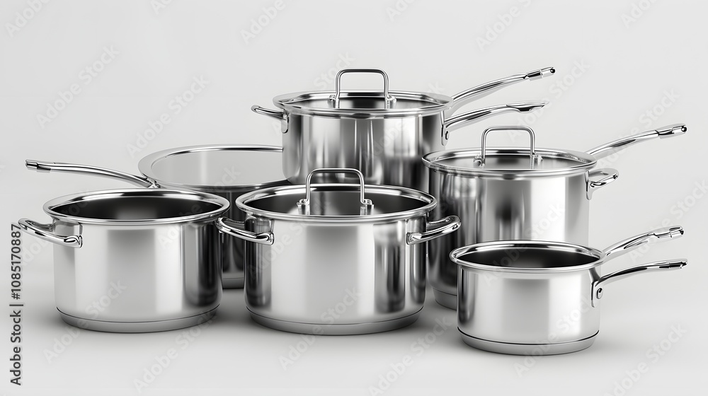 High-Quality Stainless Steel Cookware Isolated High-Quality Stainless Steel Cookware Isolated