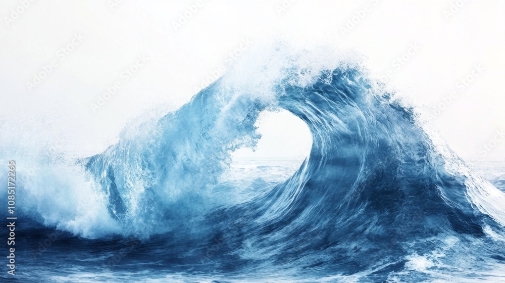 Naklejka premium A large wave is crashing into the shore