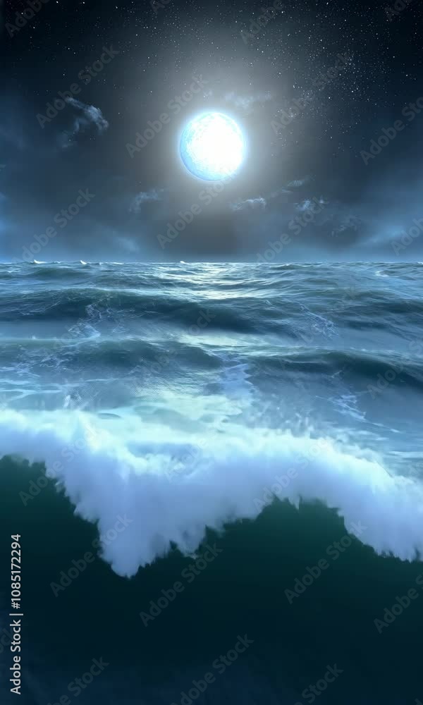 Serene Ocean Under Moonlight Serene Ocean Under Moonlight