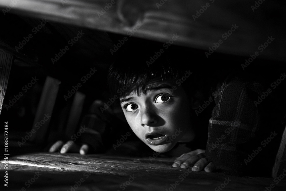 A Child's Fear: Peering from Shadows in a Dark Space A Child's Fear: Peering from Shadows in a Dark Space