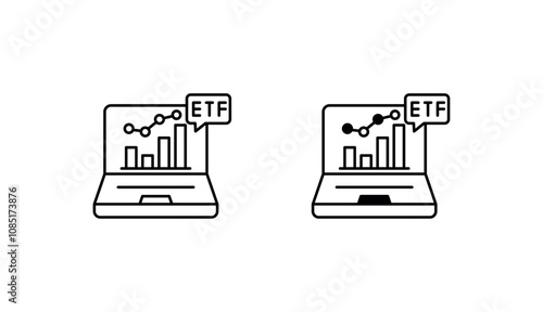 Exchange-Traded Fund icon design with white background stock illustration