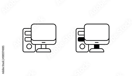 Photos Computer Monitor icon design with white background stock illustration