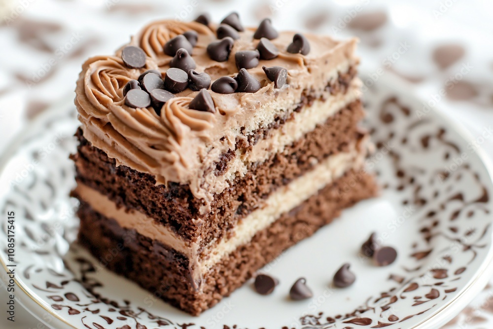 Indulge in Decadent Chocolate Layer Cake with Creamy Frosting and Chocolate Chips Indulge in Decadent Chocolate Layer Cake with Creamy Frosting and Chocolate Chips